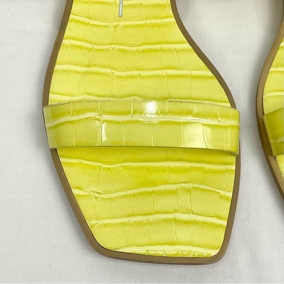 Dolce Vita Yellow Slide Sandal Isaac Flats Sz 9.5 Citron Croco Embossed - Picture 4 of 10